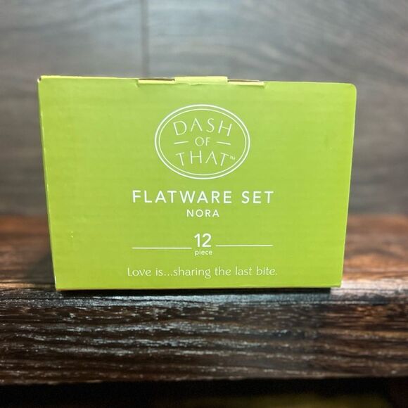 Dash of That Nora 12 Piece Stainless Steel Flatware with Sleek Black Handle. NIB - Picture 4 of 5